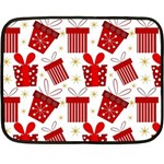 Christmas Texture, Pattern, Red, Craciun, Christmas, Bow, Gift Two Sides Fleece Blanket (Mini)