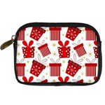 Christmas Texture, Pattern, Red, Craciun, Christmas, Bow, Gift Digital Camera Leather Case