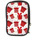 Christmas Texture, Pattern, Red, Craciun, Christmas, Bow, Gift Compact Camera Leather Case