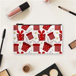 Christmas Texture, Pattern, Red, Craciun, Christmas, Bow, Gift Cosmetic Bag (Small)