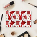 Christmas Texture, Pattern, Red, Craciun, Christmas, Bow, Gift Cosmetic Bag (Medium)