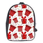 Christmas Texture, Pattern, Red, Craciun, Christmas, Bow, Gift School Bag (Large)