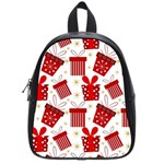 Christmas Texture, Pattern, Red, Craciun, Christmas, Bow, Gift School Bag (Small)