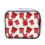 Christmas Texture, Pattern, Red, Craciun, Christmas, Bow, Gift Mini Toiletries Bag (One Side)