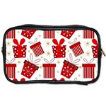 Christmas Texture, Pattern, Red, Craciun, Christmas, Bow, Gift Toiletries Bag (One Side)