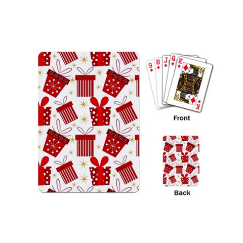 Christmas Texture, Pattern, Red, Craciun, Christmas, Bow, Gift Playing Cards Single Design (Mini) from ArtsNow.com Back