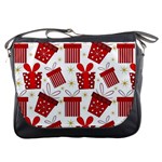 Christmas Texture, Pattern, Red, Craciun, Christmas, Bow, Gift Messenger Bag