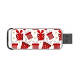 Christmas Texture, Pattern, Red, Craciun, Christmas, Bow, Gift Portable USB Flash (One Side)