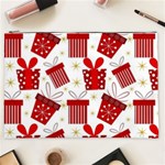 Christmas Texture, Pattern, Red, Craciun, Christmas, Bow, Gift Cosmetic Bag (XXL)