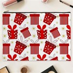 Christmas Texture, Pattern, Red, Craciun, Christmas, Bow, Gift Cosmetic Bag (XXXL)