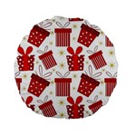 Christmas Texture, Pattern, Red, Craciun, Christmas, Bow, Gift Standard 15  Premium Round Cushions