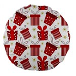 Christmas Texture, Pattern, Red, Craciun, Christmas, Bow, Gift Large 18  Premium Round Cushions