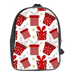 Christmas Texture, Pattern, Red, Craciun, Christmas, Bow, Gift School Bag (XL)