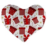 Christmas Texture, Pattern, Red, Craciun, Christmas, Bow, Gift Large 19  Premium Heart Shape Cushions