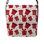 Christmas Texture, Pattern, Red, Craciun, Christmas, Bow, Gift Flap Closure Messenger Bag (L)