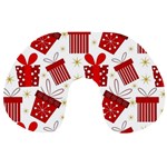 Christmas Texture, Pattern, Red, Craciun, Christmas, Bow, Gift Travel Neck Pillow