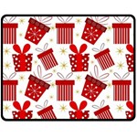 Christmas Texture, Pattern, Red, Craciun, Christmas, Bow, Gift Two Sides Fleece Blanket (Medium)