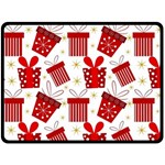 Christmas Texture, Pattern, Red, Craciun, Christmas, Bow, Gift Two Sides Fleece Blanket (Large)