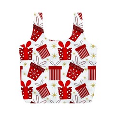 Christmas Texture, Pattern, Red, Craciun, Christmas, Bow, Gift Full Print Recycle Bag (M) from ArtsNow.com Front