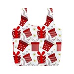 Christmas Texture, Pattern, Red, Craciun, Christmas, Bow, Gift Full Print Recycle Bag (M)