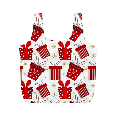 Christmas Texture, Pattern, Red, Craciun, Christmas, Bow, Gift Full Print Recycle Bag (M) from ArtsNow.com Back