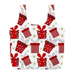 Christmas Texture, Pattern, Red, Craciun, Christmas, Bow, Gift Full Print Recycle Bag (L)