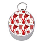 Christmas Texture, Pattern, Red, Craciun, Christmas, Bow, Gift Mini Silver Compasses