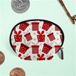 Christmas Texture, Pattern, Red, Craciun, Christmas, Bow, Gift Accessory Pouch (Small)