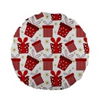 Christmas Texture, Pattern, Red, Craciun, Christmas, Bow, Gift Standard 15  Premium Flano Round Cushions