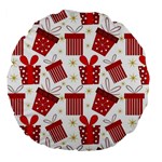 Christmas Texture, Pattern, Red, Craciun, Christmas, Bow, Gift Large 18  Premium Flano Round Cushions