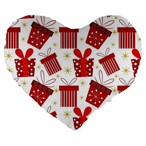 Christmas Texture, Pattern, Red, Craciun, Christmas, Bow, Gift Large 19  Premium Flano Heart Shape Cushions from ArtsNow.com Front