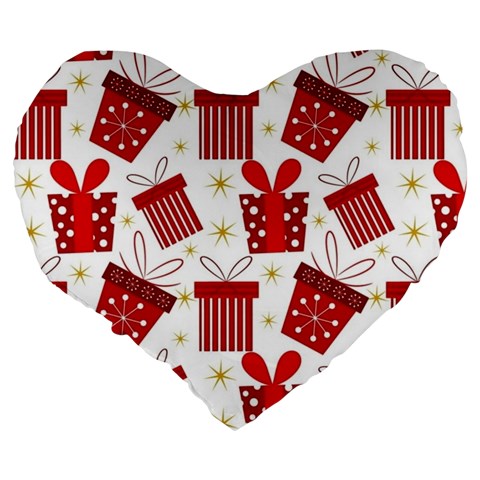 Christmas Texture, Pattern, Red, Craciun, Christmas, Bow, Gift Large 19  Premium Flano Heart Shape Cushions from ArtsNow.com Back