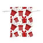 Christmas Texture, Pattern, Red, Craciun, Christmas, Bow, Gift Lightweight Drawstring Pouch (S)