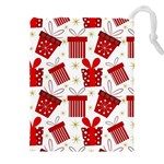 Christmas Texture, Pattern, Red, Craciun, Christmas, Bow, Gift Drawstring Pouch (4XL)