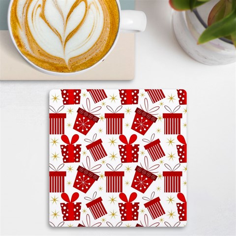 Christmas Texture, Pattern, Red, Craciun, Christmas, Bow, Gift UV Print Square Tile Coaster  from ArtsNow.com Front