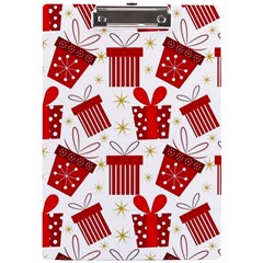 Christmas Texture, Pattern, Red, Craciun, Christmas, Bow, Gift A4 Acrylic Clipboard from ArtsNow.com Front