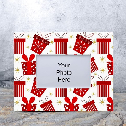 Christmas Texture, Pattern, Red, Craciun, Christmas, Bow, Gift White Tabletop Photo Frame 4 x6  from ArtsNow.com Front