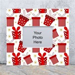 Christmas Texture, Pattern, Red, Craciun, Christmas, Bow, Gift White Wall Photo Frame 5  x 7 