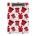 Christmas Texture, Pattern, Red, Craciun, Christmas, Bow, Gift A5 Acrylic Clipboard