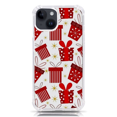 Christmas Texture, Pattern, Red, Craciun, Christmas, Bow, Gift iPhone 14 TPU UV Print Case from ArtsNow.com Front