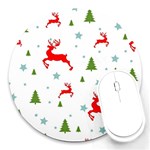 Christmas Texture, Pattern, Red, Craciun, Christmas, Snowflake, Round Mousepad