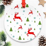 Christmas Texture, Pattern, Red, Craciun, Christmas, Snowflake, Ornament (Round)