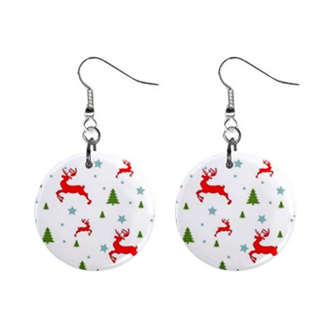 Christmas Texture, Pattern, Red, Craciun, Christmas, Snowflake, Mini Button Earrings from ArtsNow.com Front