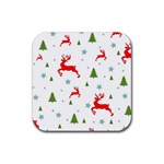 Christmas Texture, Pattern, Red, Craciun, Christmas, Snowflake, Rubber Coaster (Square)