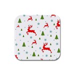 Christmas Texture, Pattern, Red, Craciun, Christmas, Snowflake, Rubber Square Coaster (4 pack)