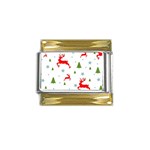 Christmas Texture, Pattern, Red, Craciun, Christmas, Snowflake, Gold Trim Italian Charm (9mm)