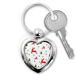 Christmas Texture, Pattern, Red, Craciun, Christmas, Snowflake, Key Chain (Heart)