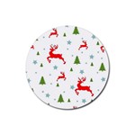 Christmas Texture, Pattern, Red, Craciun, Christmas, Snowflake, Rubber Coaster (Round)