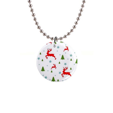 Christmas Texture, Pattern, Red, Craciun, Christmas, Snowflake, 1  Button Necklace from ArtsNow.com Front