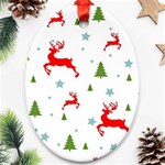 Christmas Texture, Pattern, Red, Craciun, Christmas, Snowflake, Oval Ornament (Two Sides)